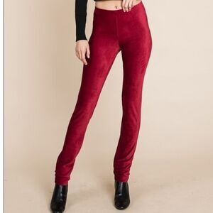 🎈2/$28🎈Ribbed Micro Fiber Fall Leggings Burgundy Casual High Waist sz Lg